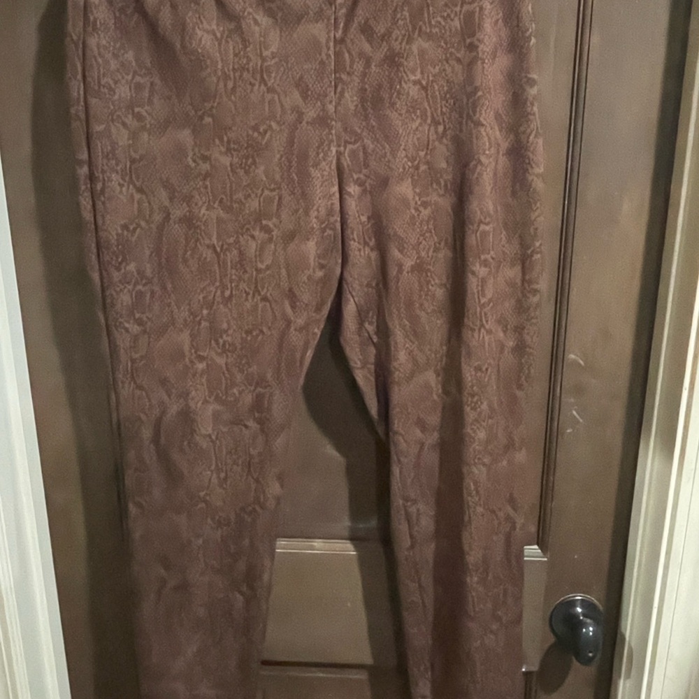 New Directions Tan Snake Print Trousers